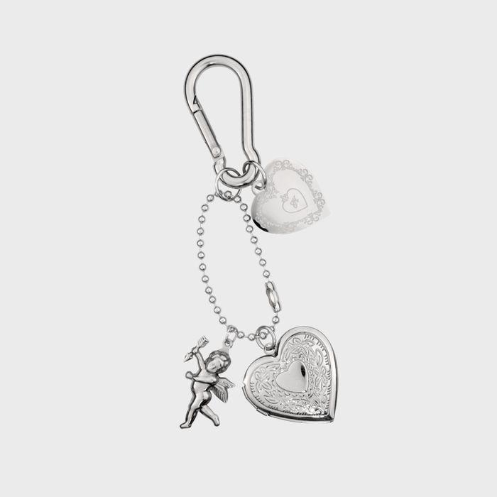 cupid heart keyring-silver