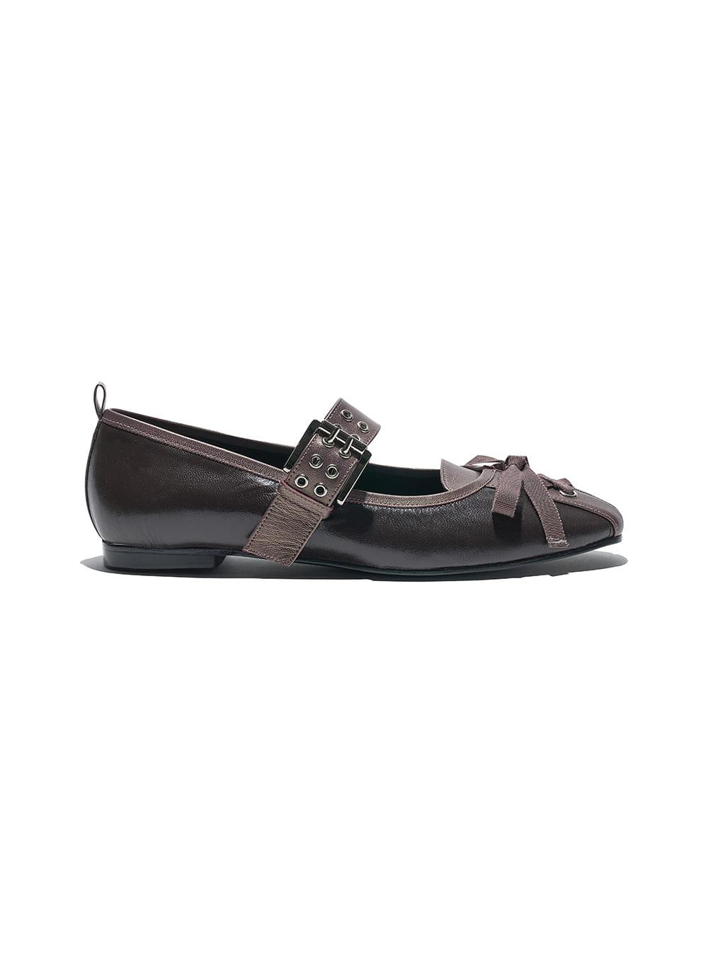 [WOMEN] LACE-UP POINTED BALLET FLAT_BROWN