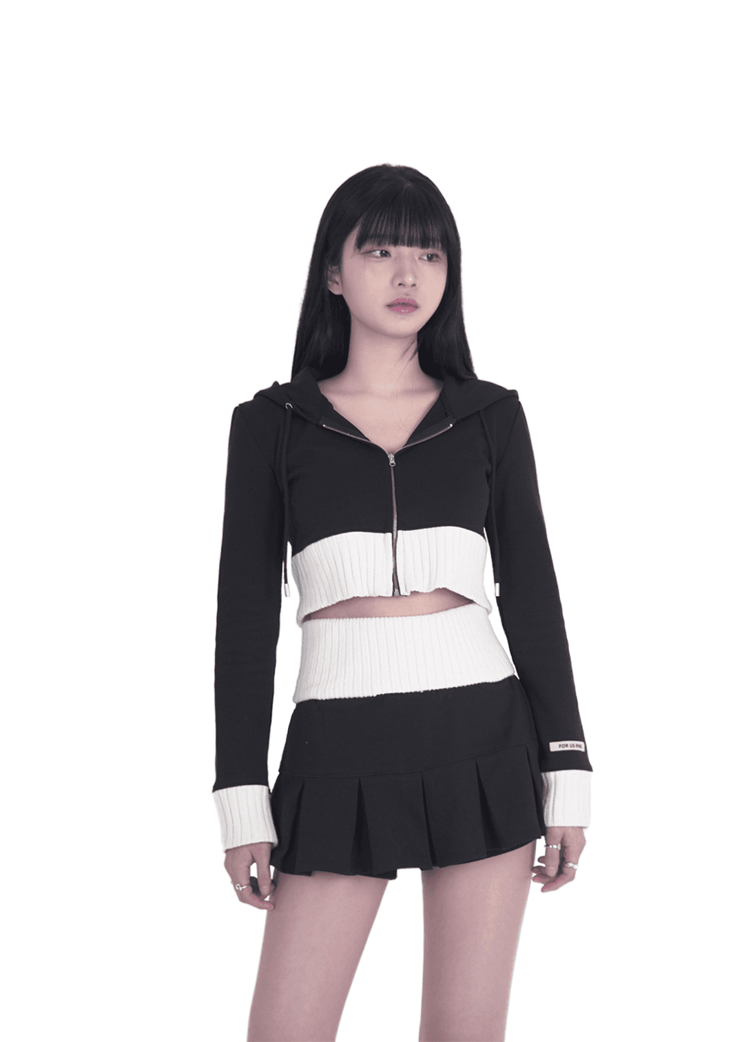 FOR RING PLEATS MINI SKIRT (BLACK)