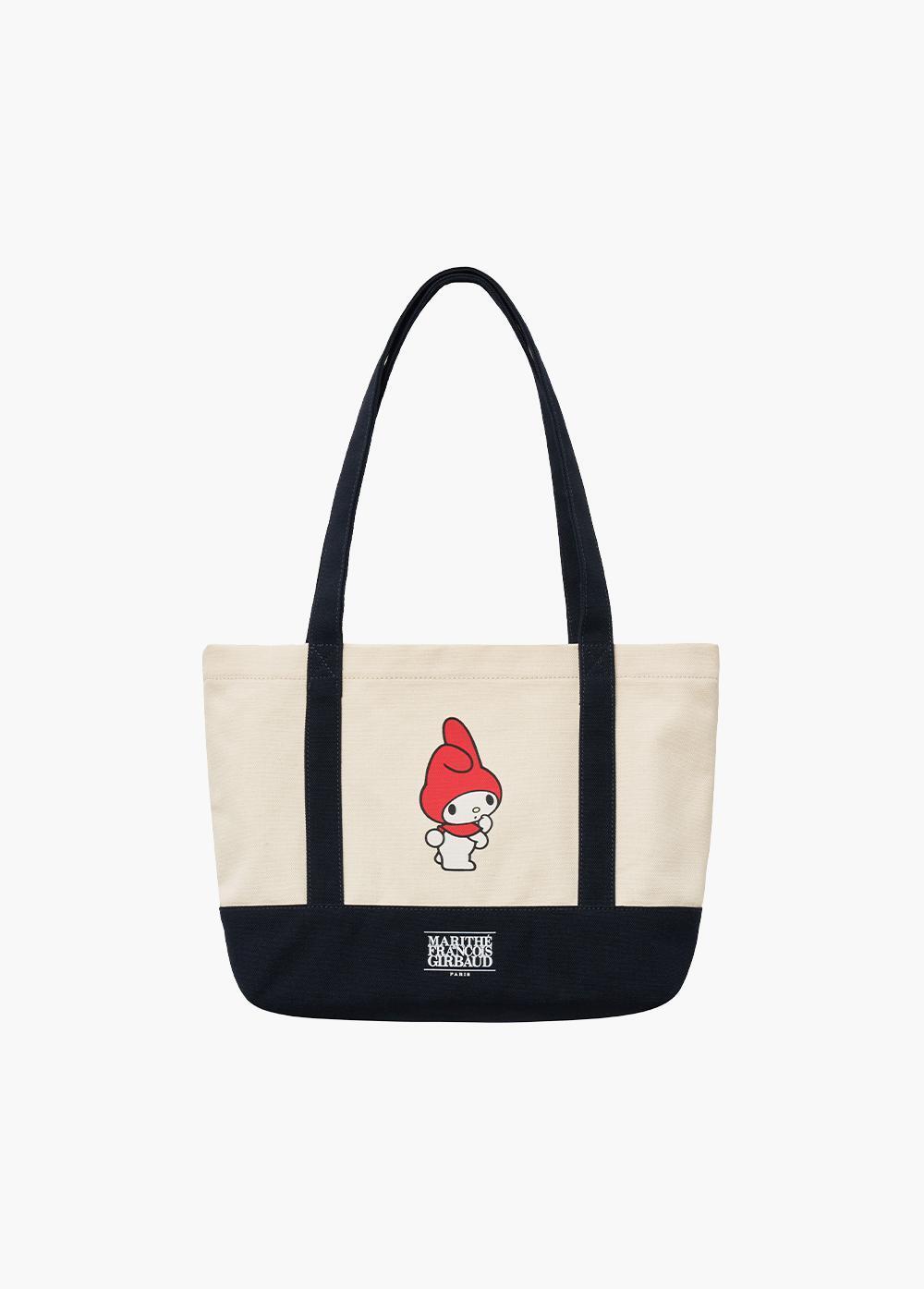 MARITHE X MY MELODY CLASSIC LOGO CANVAS SHOULDER BAG navy