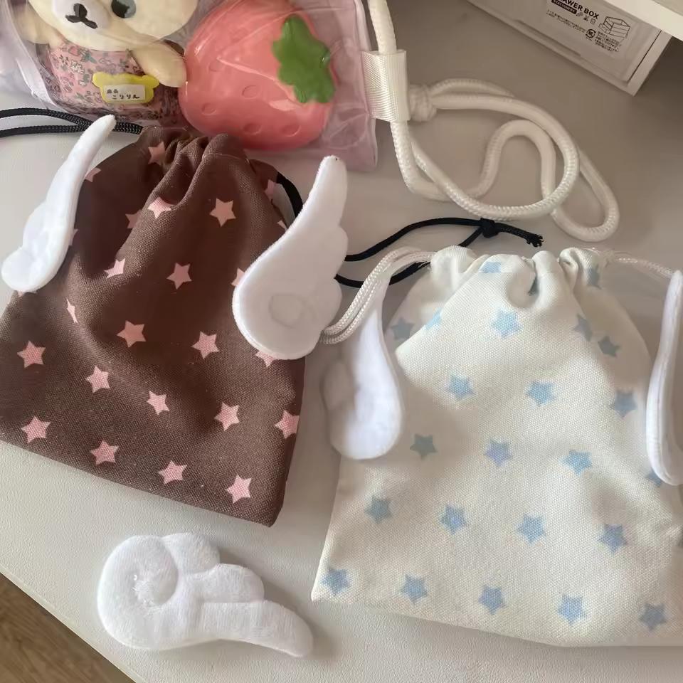 패션 휴대용 번들 포켓 스타 패턴 로프 Drawstring 디자인 화장품 가방 캔버스 방진 편지지 보관 가방