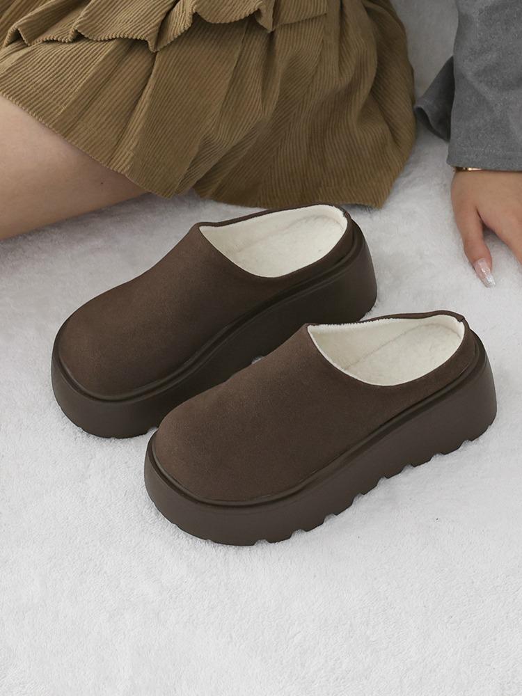 콜크 심플한 둥근코 통굽 클로그 블로퍼(5.6cm/기모안감)