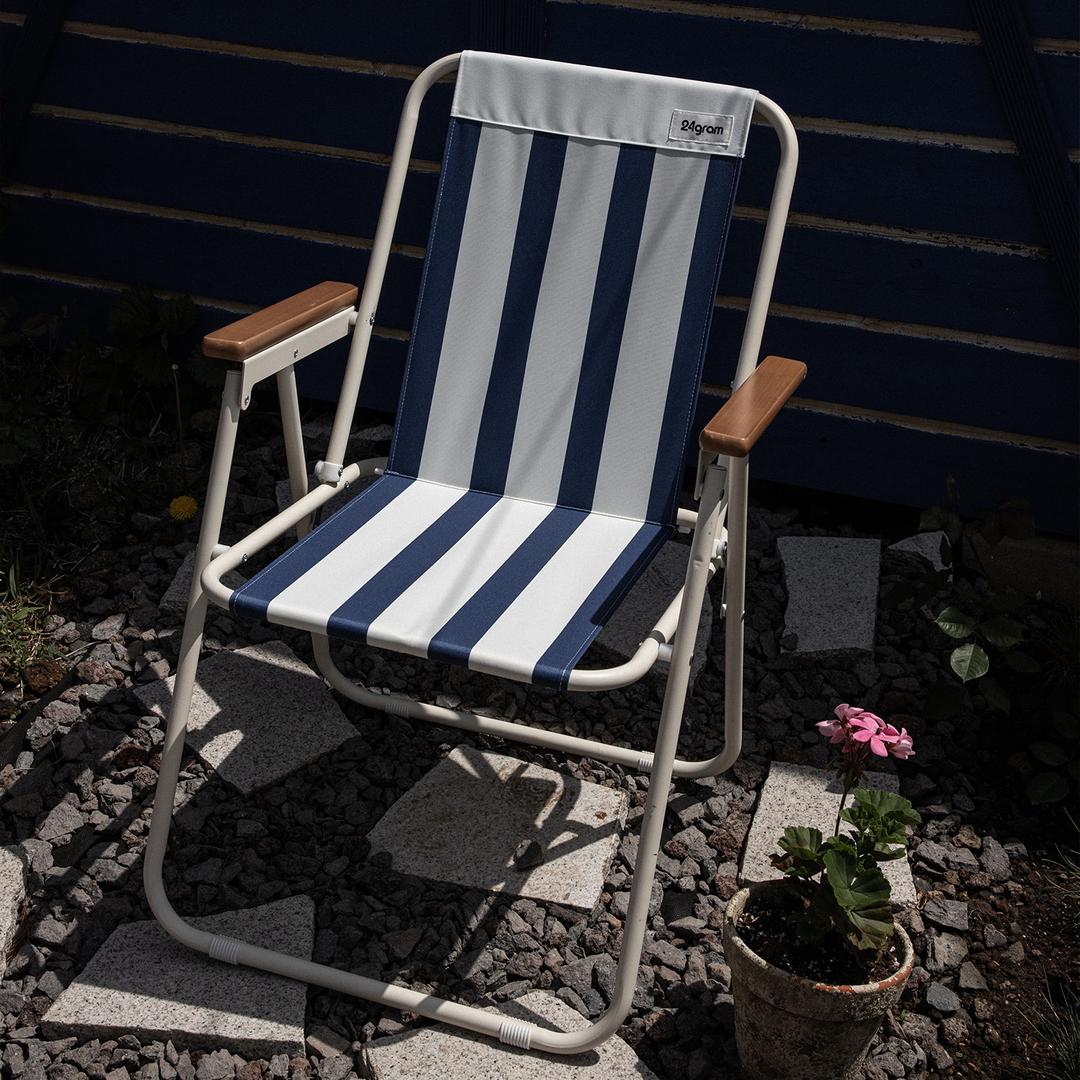 24gram 폴딩체어 위드 우드핸들 스트라이프블루