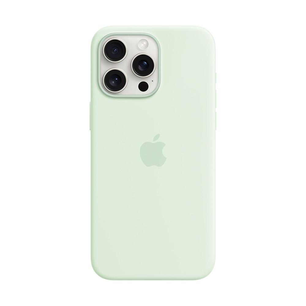 Apple 맥세이프 아이폰 15 프로 맥스 실리콘 케이스 - 소프트 민트 (MWNQ3FE/A)