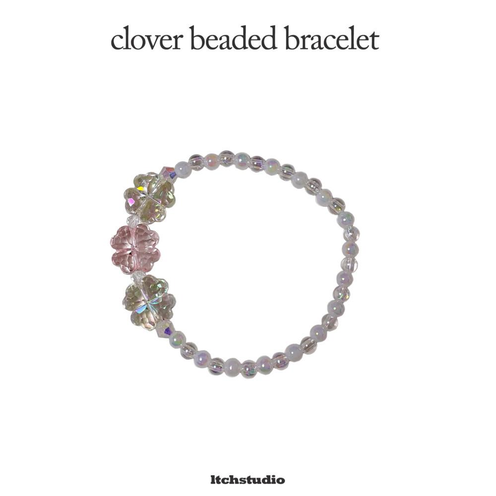 clover beaded bracelet 3colors 클로버 비즈 팔찌 [렛채스튜디오]
