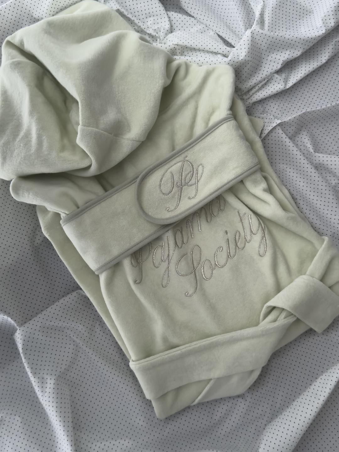 [prts made] Pajama Society 테리 후디 숏 로브&세안밴드 SET (덤블워싱)