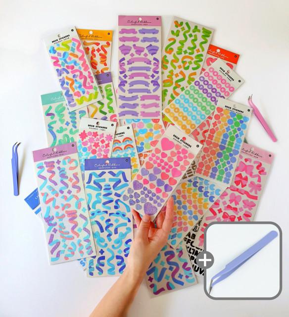 컨페티 스티커 탑꾸 씰 폴꾸 다이어리꾸미기 다꾸 랜덤 박스팩 노트북 알파벳 인스 리무버블 : 람이와실이