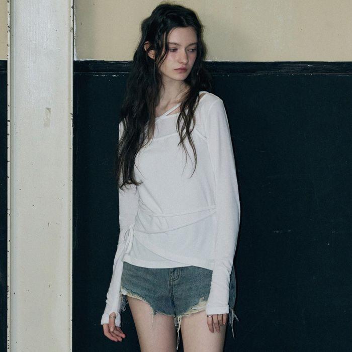 더블 스트랩 레이어드 슬리브리스 탑 세트 [WHITE]