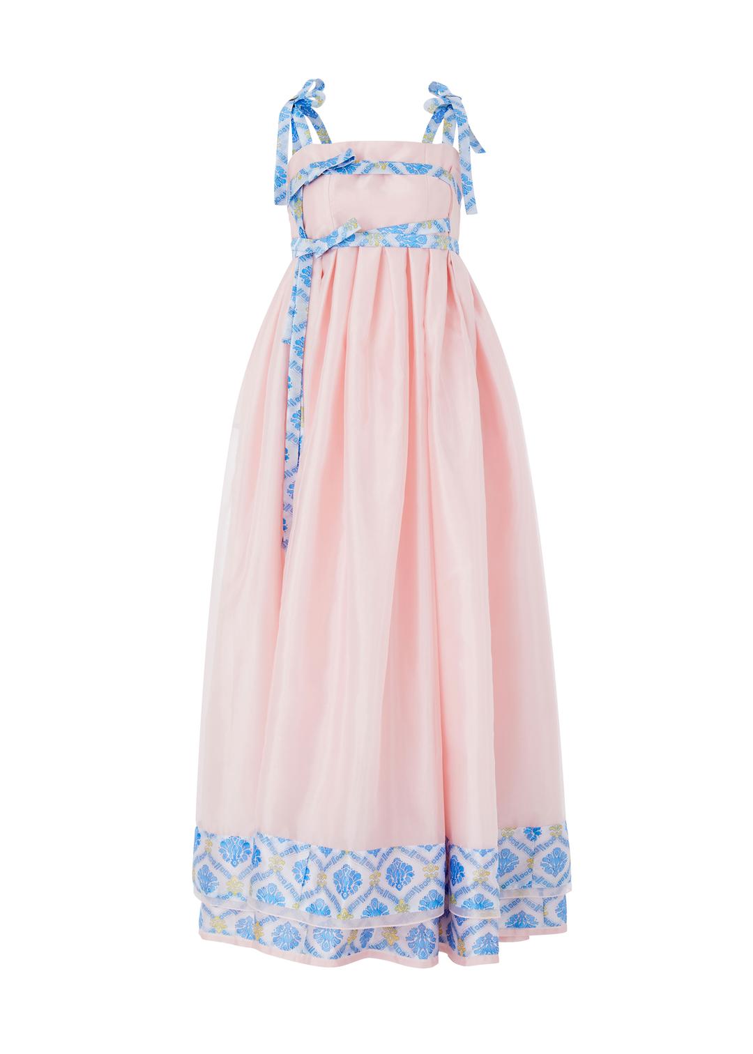 연분홍 블루 리본 드레스