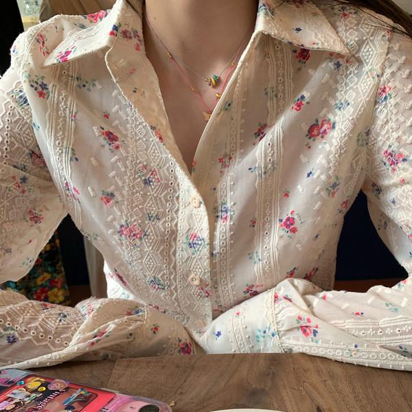 DODO sun protection embroidered print shirt