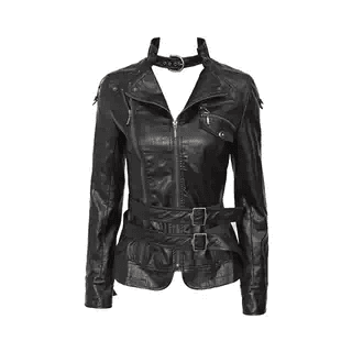 Zip-Paneled Double-Belt Leather Jacket