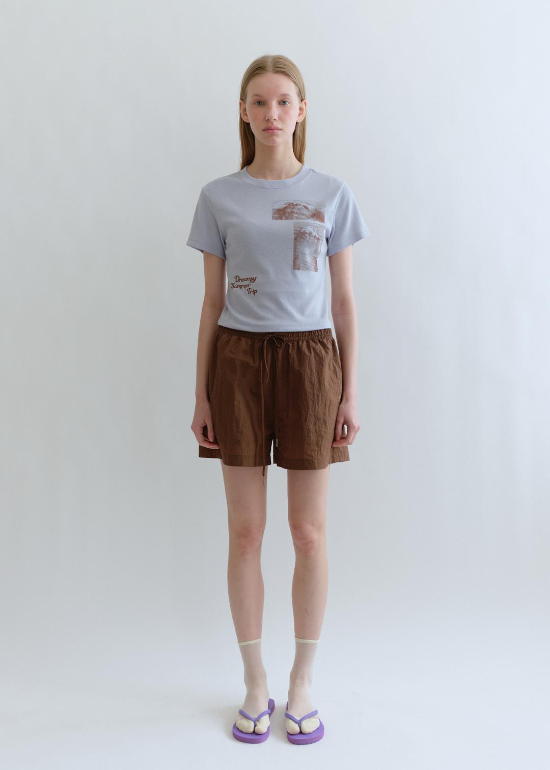 Solid Nylon Shorts_Brown