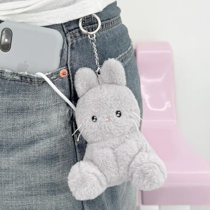 버디즈 보조배터리 토몽이 그레이 토끼 인형 키링 미니 4500mAh 귀여운 선물