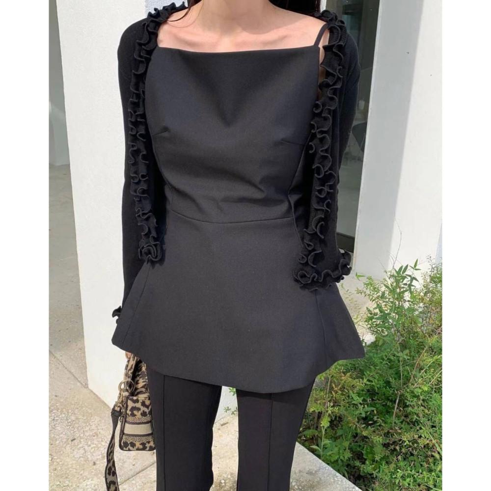 Lcomma 엘콤마 드레스업 블라우스 A라인 플레어 뷔스티에 탑