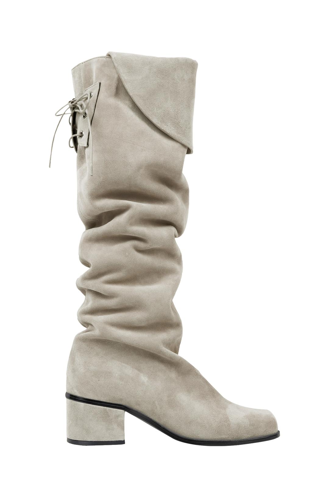 SUEDE FOLD LONG BOOTS / BEIGE