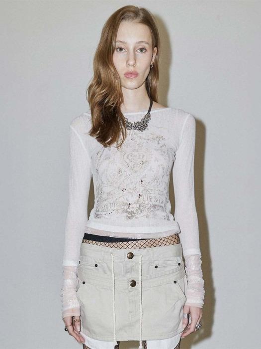 Triple Lace Layered Tee Ivory