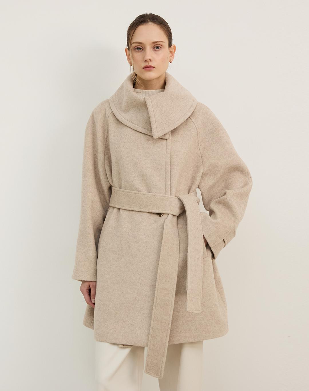 COLLAR POINT WOOL HALF COAT OATMEAL  카라 포인트 울 하프코트 오트밀