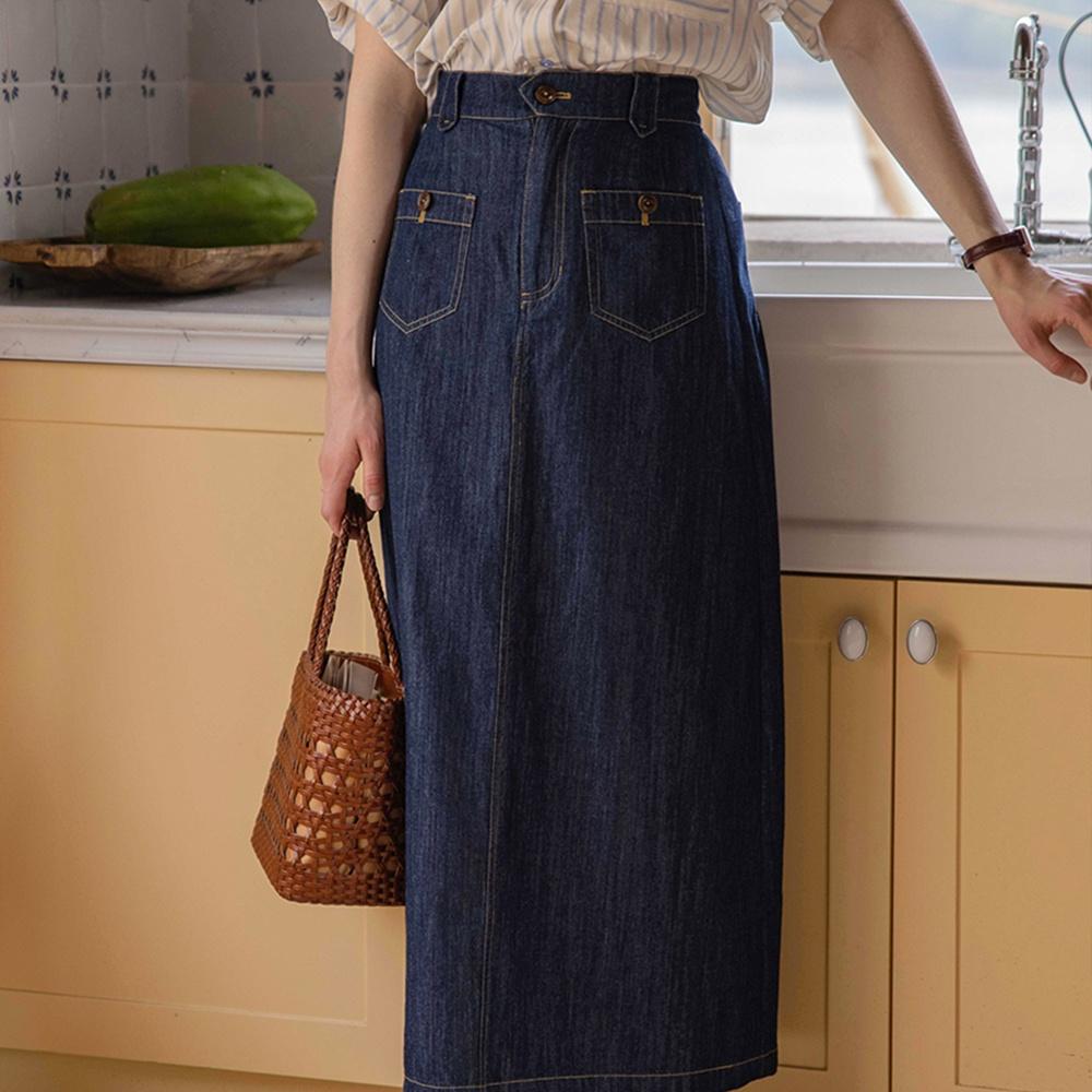 SUA denim long skirt