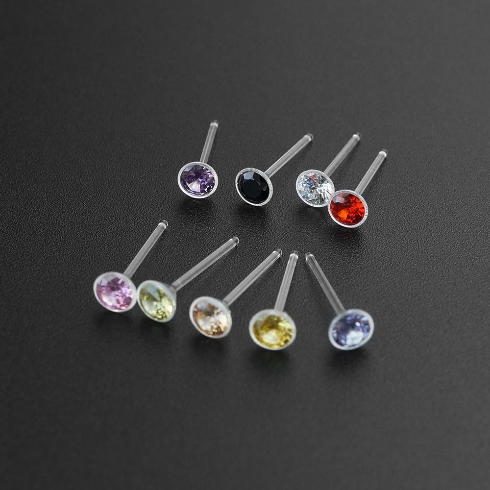 투명귀걸이 큐빅 9색 2-5mm 무알러지 실리콘 UV재질 아크릴 E-130