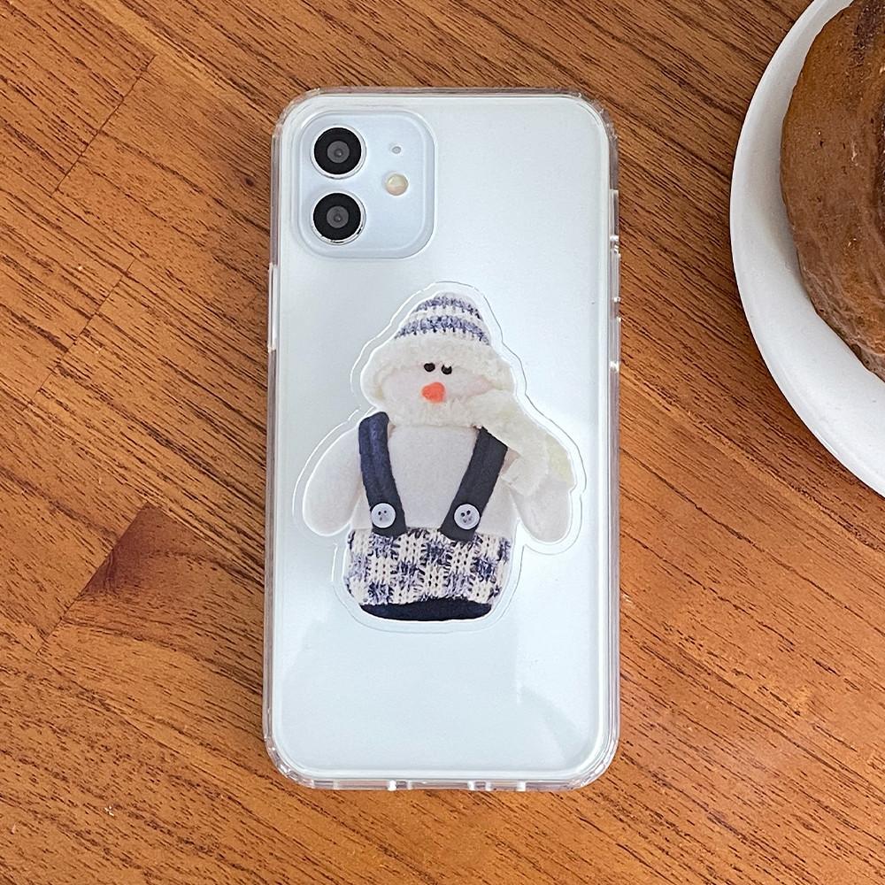 (2type) 눈사람 크리스마스 맥세이프 핑거 그립 스마트톡 연말 선물 귀여운 거치대