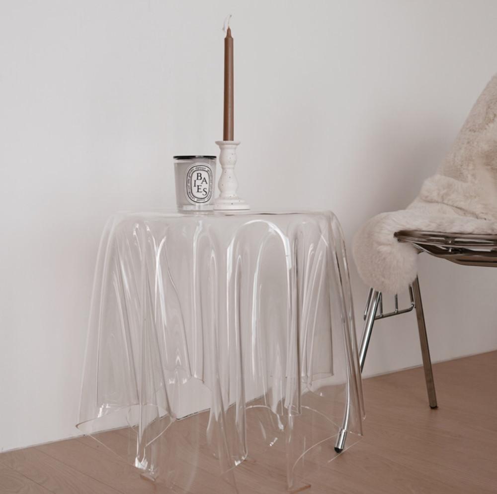 투명 아크릴 테이블 거실 쇼파 사이드테이블 침대협탁 미니 유리 높은 낮은 선반 고스트테이블