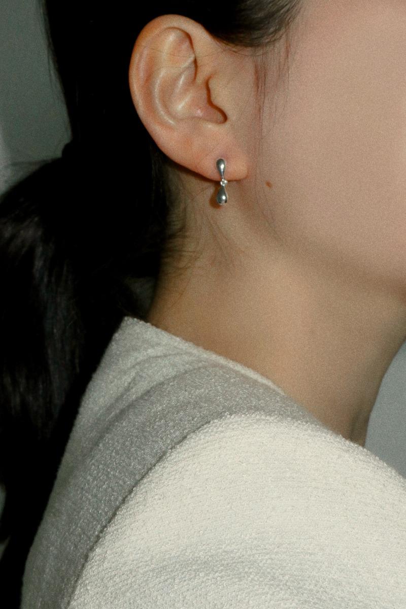 925silver 트윈 드롭 물방울 원터치 귀걸이 (2 color)