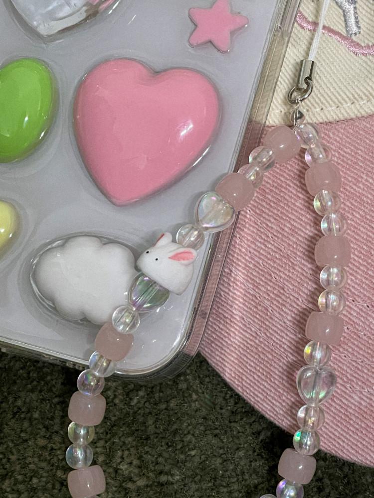 토끼 비즈스트랩 키링