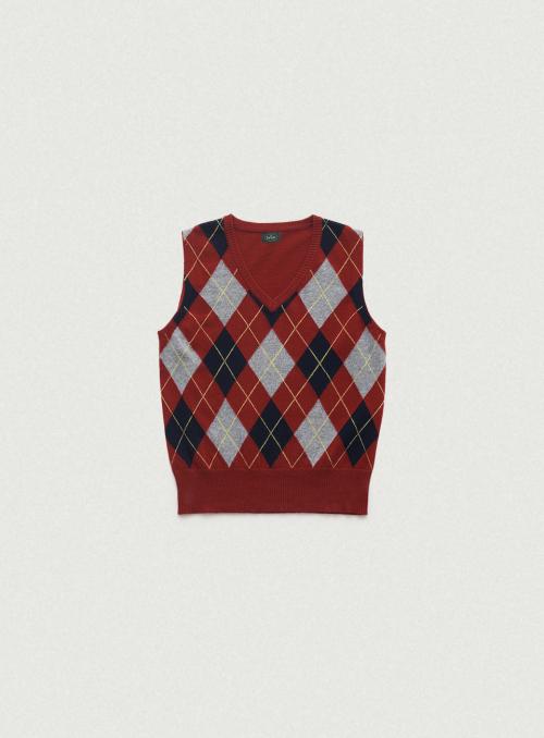 Caden Argyle Knit Vest_Burgundy
