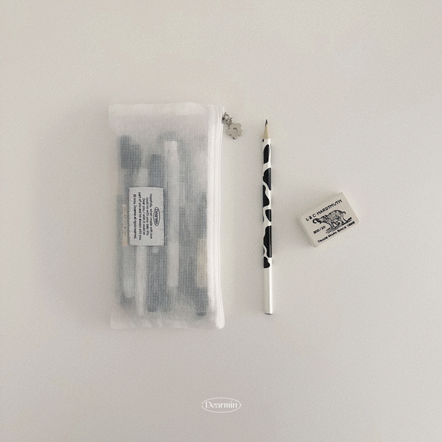오브디어민 메쉬 플랫 펜슬 케이스 파우치 (white)
