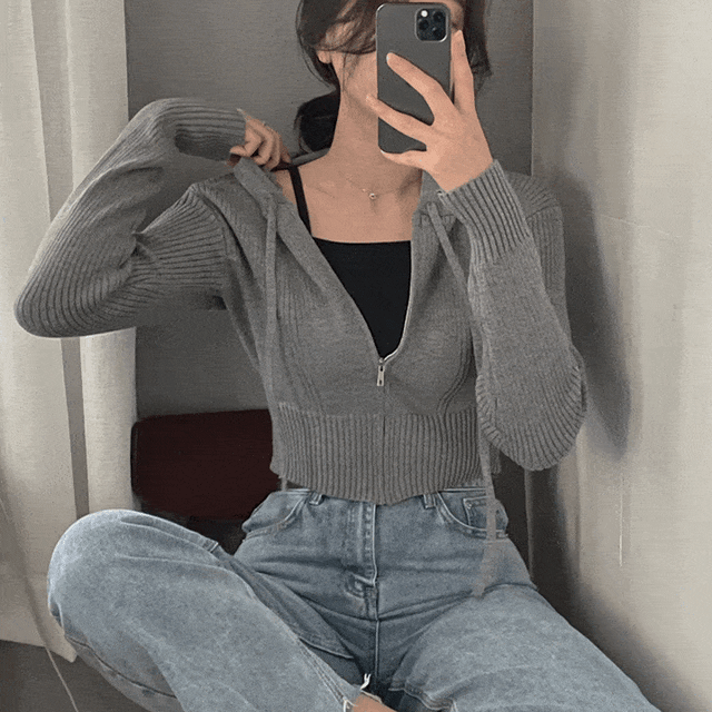 [재입고완료ღ] 엘리 크롭 후드집업