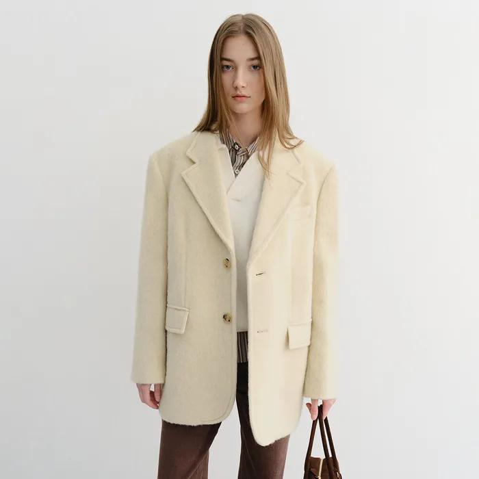 UNISEX ALPACA BLAZER COAT BUTTER BEIGE_UDJA5D123Y1
