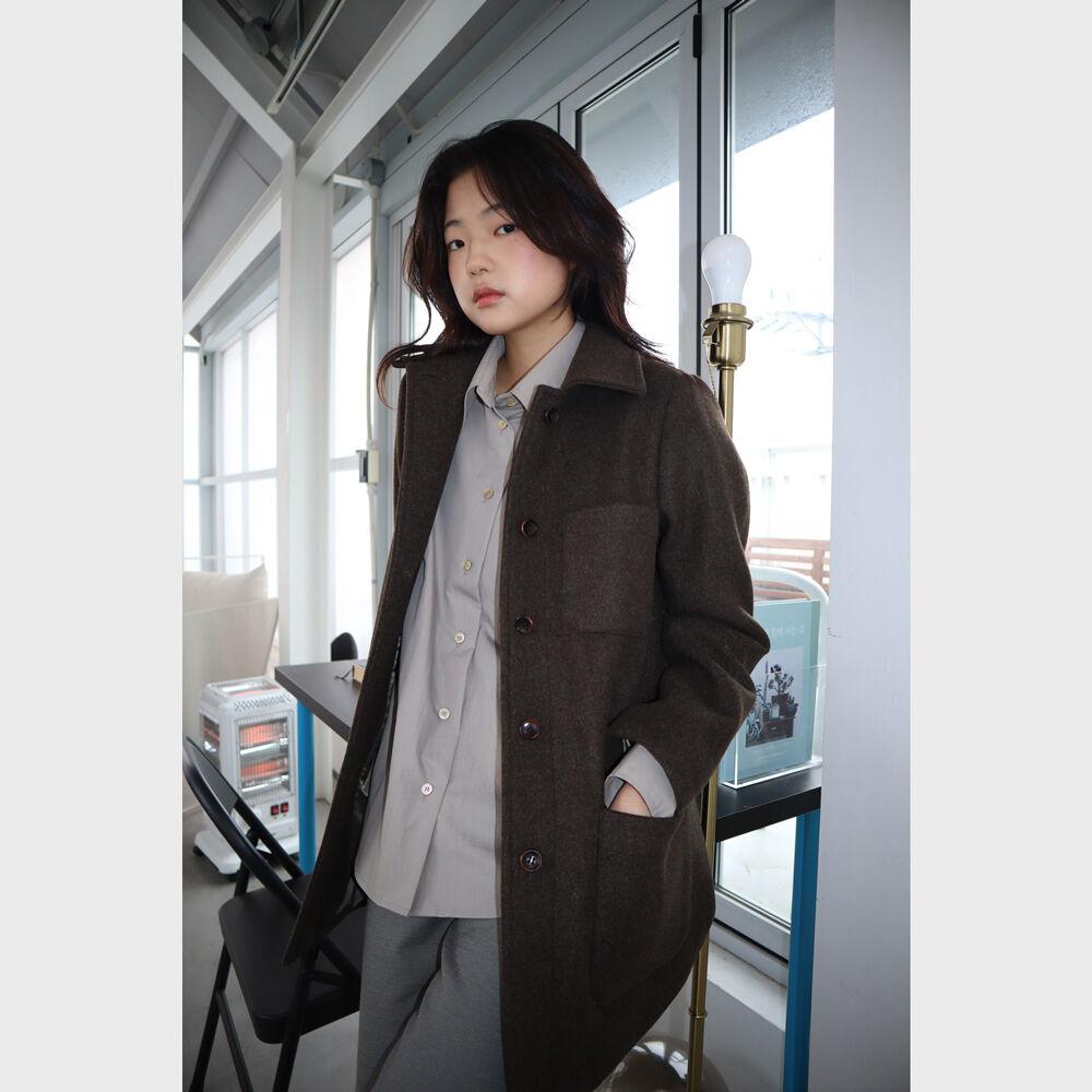 OSU Wool Blend Half Coat, brown