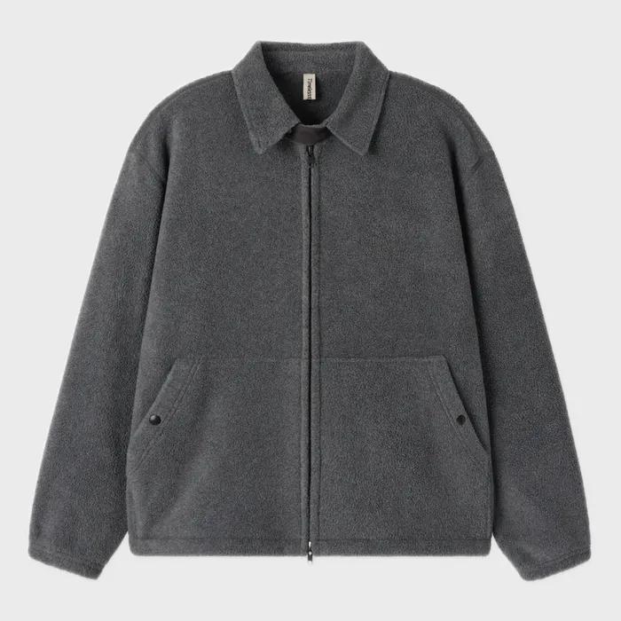 Fleece Zip-up Swing Top Melange Chacoal