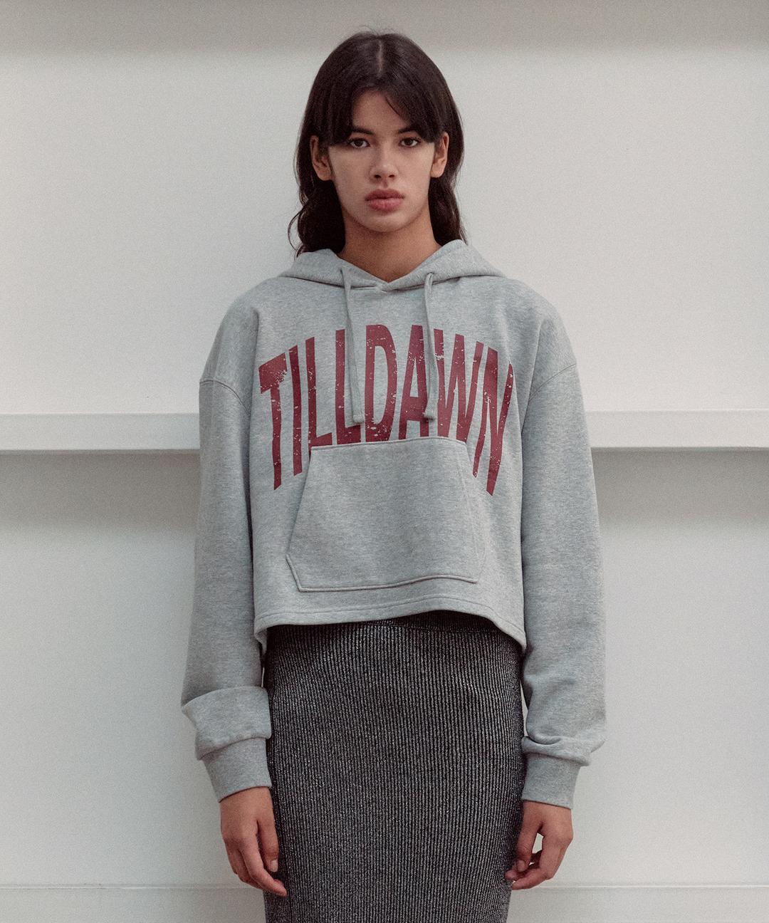 OVER-TYPO CROPPED HOODIE melange gray