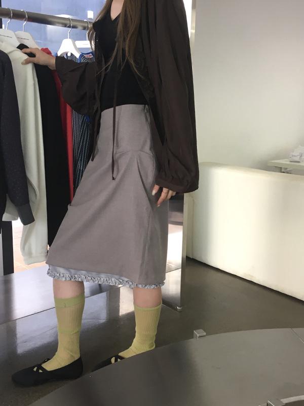 핀 frill midi skirt