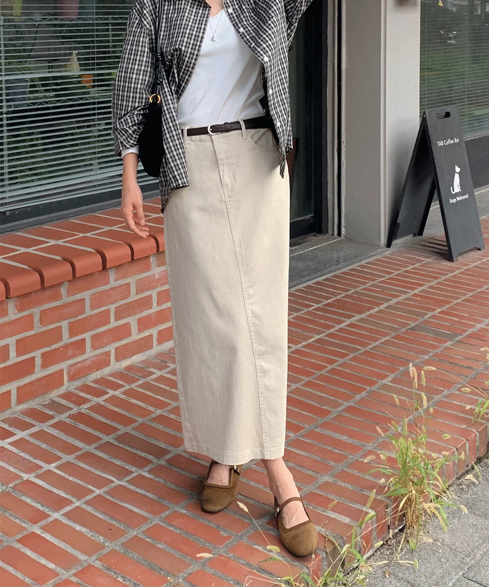 [~2XL/숏,기본] 어텀 코튼 롱 스커트