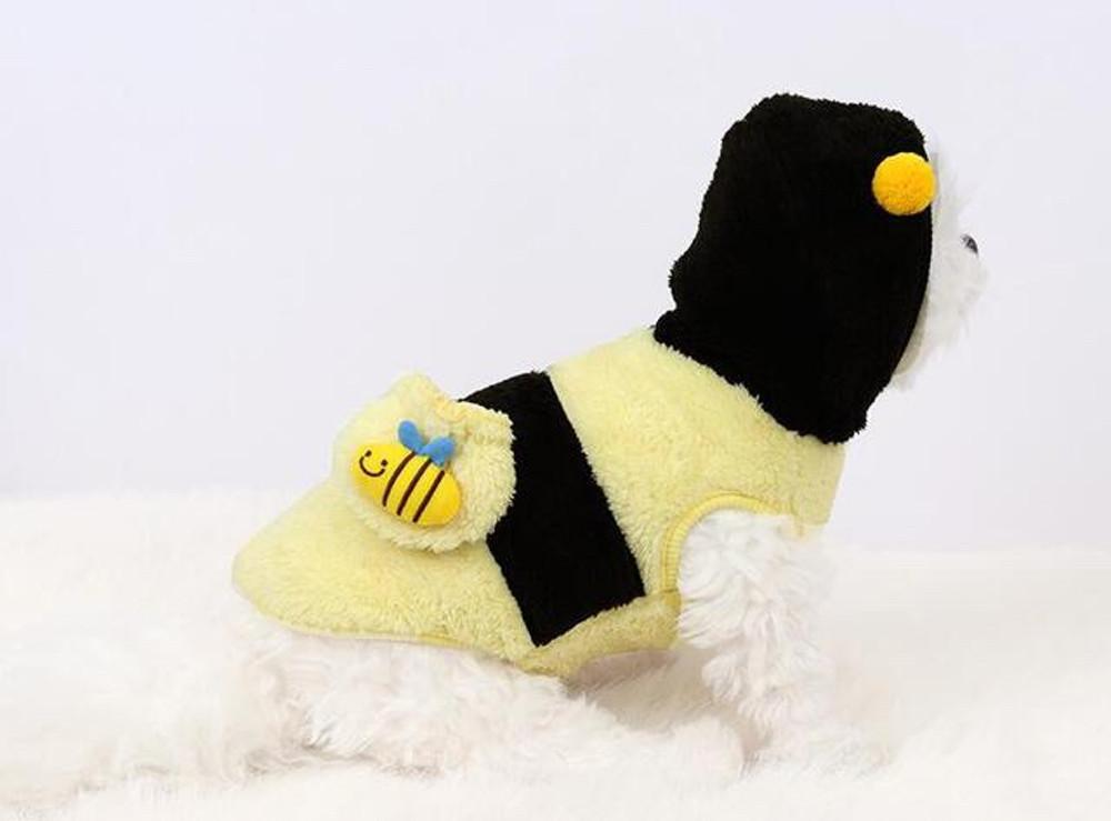 강아지옷 꿀벌 주머니 후리스 후드 보아털 뽀글이 겨울 아우터 애견의류 S-2XL