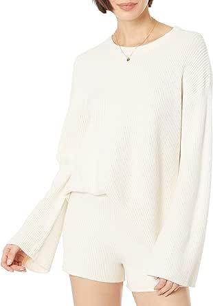 The Drop Women's Alice Crewneck Back-Slit Ribbed Pullover Sweater