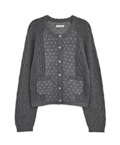 빈티지 러플 니트 가디건 (그레이)