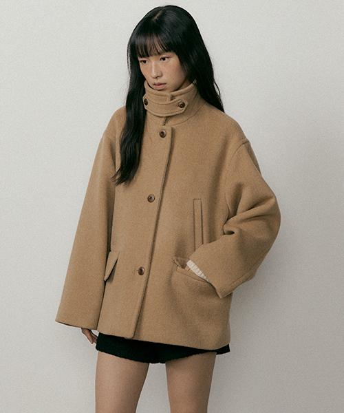 standard wool half coat-camel