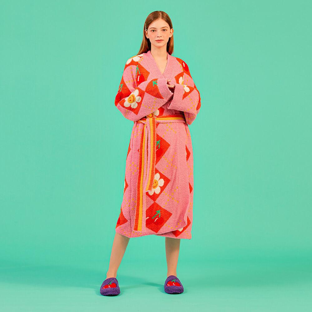 라운지 로브 - Smile Cherry Argyle