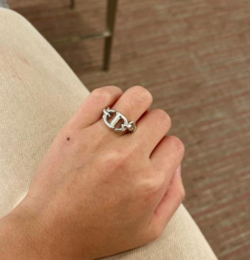 디올 CD로고 네이비 링 실버 R1328WOMMT_D000