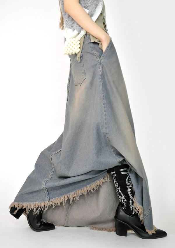grunge maxi skirt
