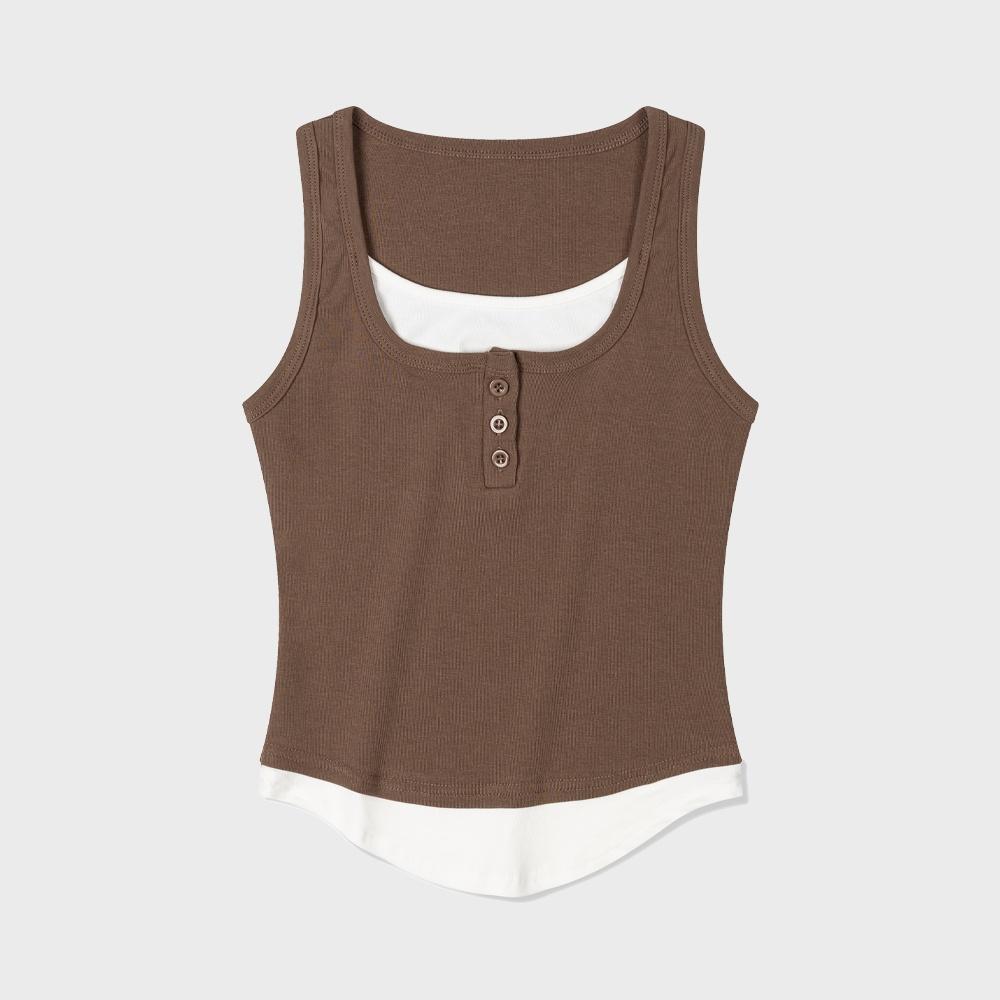 헨리넥 레이어드 슬리브리스 (BROWN)