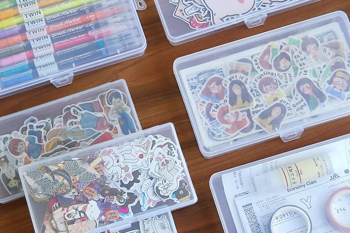 투명 필통 볼펜 연필 케이스 스티커 수납함 보관함 비즈 다꾸 공예 재료 엽서 정리함 필꾸