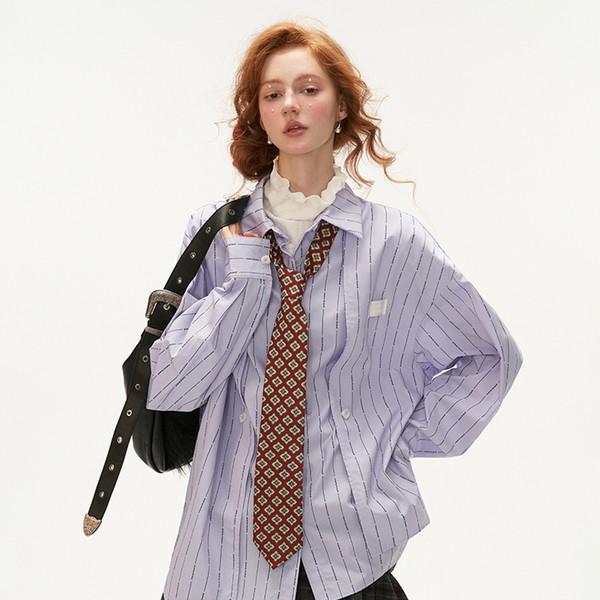 Vertical Stiped Unblanced Layering Shirt