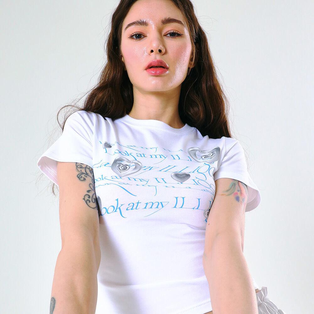 SILVER HEART CROP T-SHIRT_BLUE