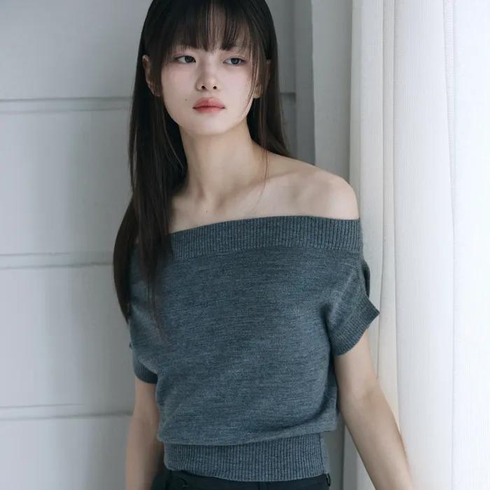 Sander off-shoulder top (grey)