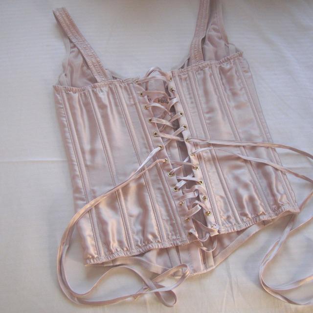 00s VS baby pink satin corset