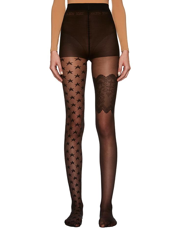 BLACK STAR LACE PATTERN CLASSIC TIGHTS  메종 속시 스타 레이스 패턴 클래식 타이츠